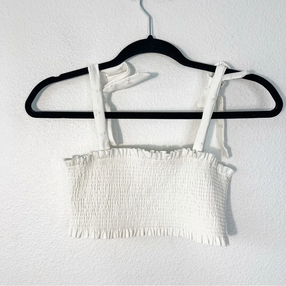 LoveShackFancy Girls Embroidered Sleeveless Crop Top Size 12Y White